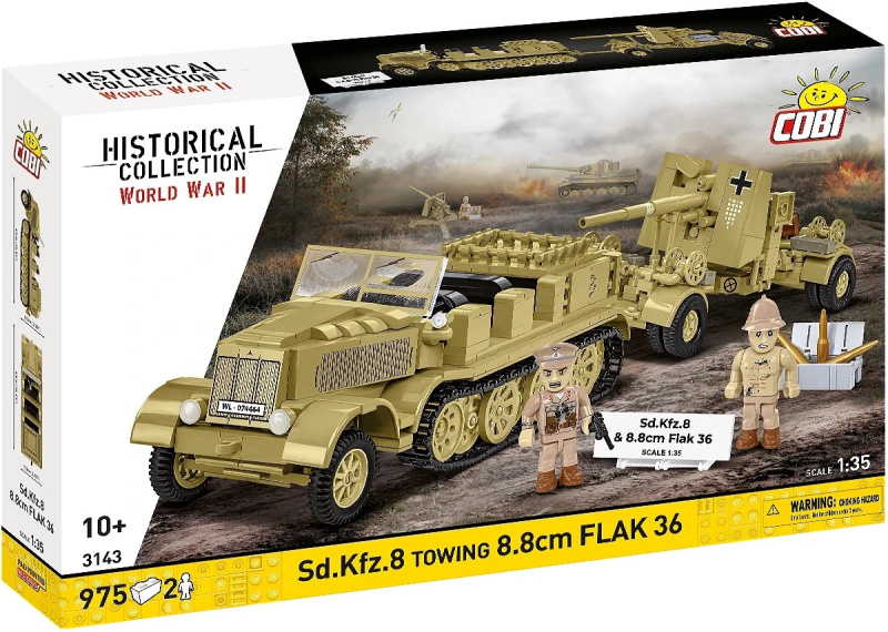 Stavebnice Sd.Kfz. 8 s taženým kanónem 8,8 cm Flak 36 (DAK), 1:35