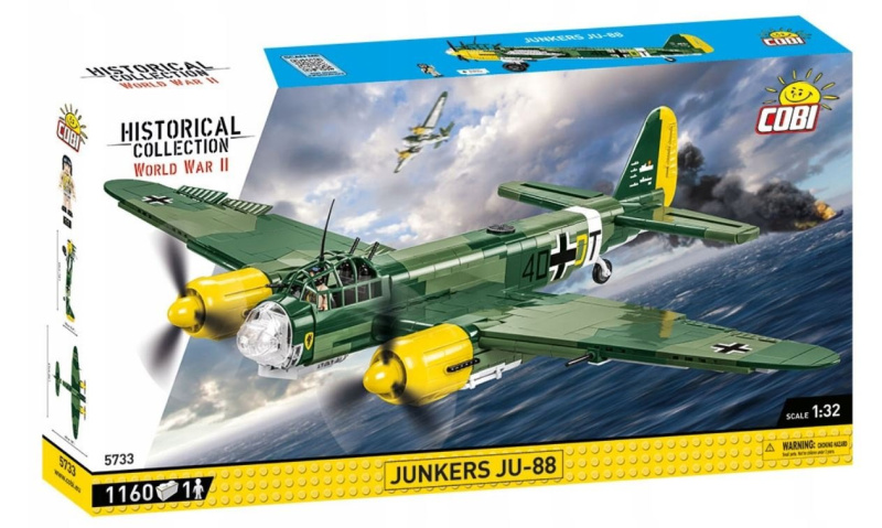 COBI 5733 II WW Junkers Ju-88, 1:32, 1160 k, 1 f