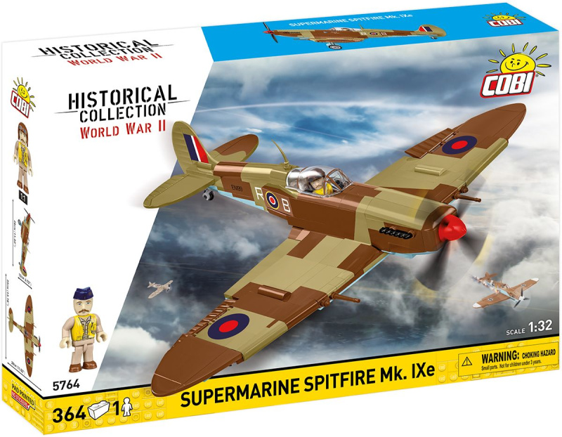 Cobi 5764 ii ww supermarine spitfire mk. ixe, 1:32, 364 k, 1 f