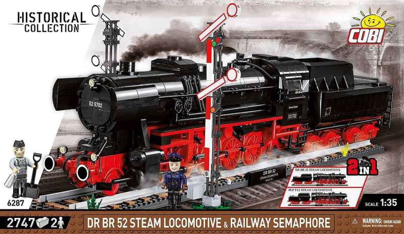 Cobi 6287 drb class 52 parní lokomotiva a návěstidlo, 1:35, 2747 k, 2 f