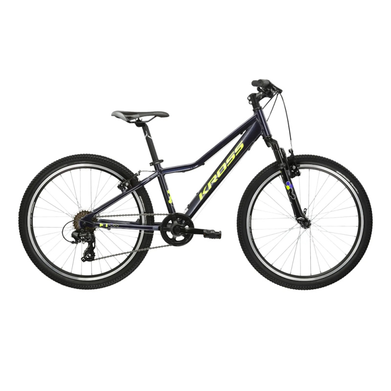 Juniorské kolo Kross Hexagon JR 1.0 24" Gen 006 S (12", 130-150 cm) námořnická modrá / žlutá / lesk