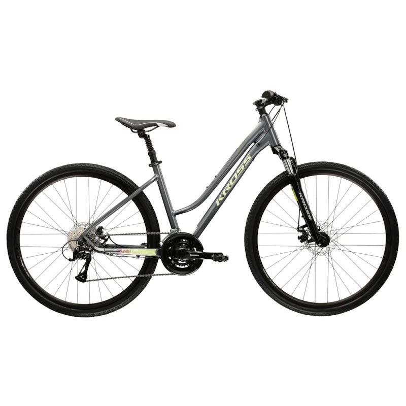 Dámské crossové kolo Kross EVADO 3.0 28" - model 2025 L (19", 168-180 cm) šedá / zelená / lesk