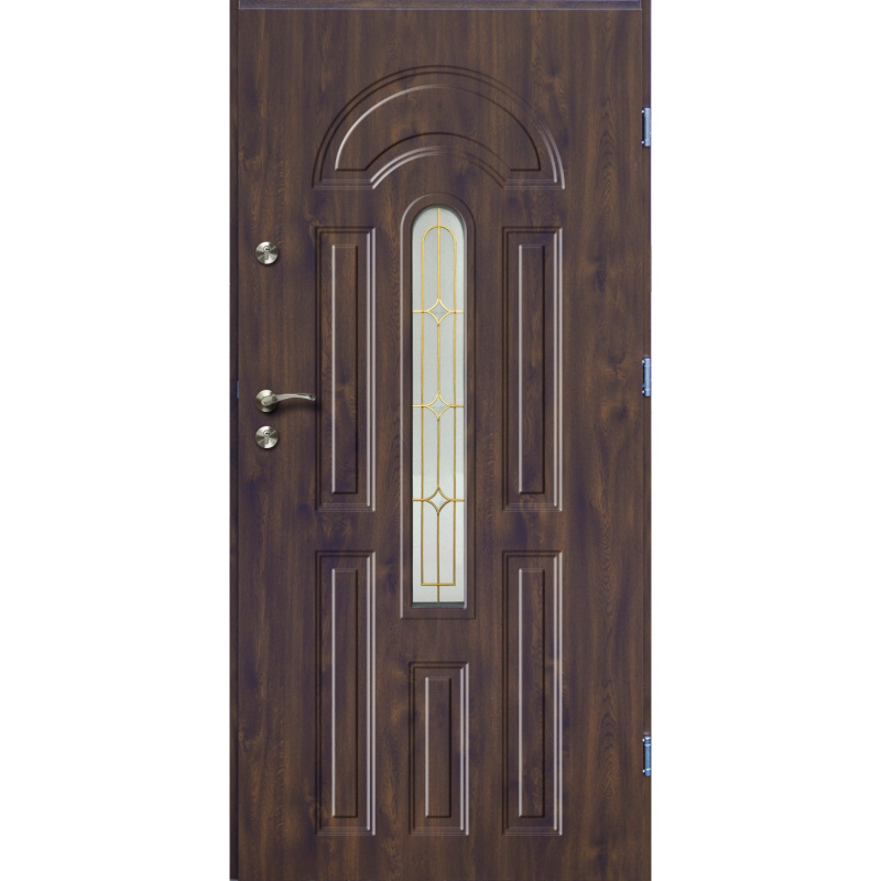 O.K. Doors Venkovní ocelové vchodové dveře AZZURO II, tmavý ořech, 90 P