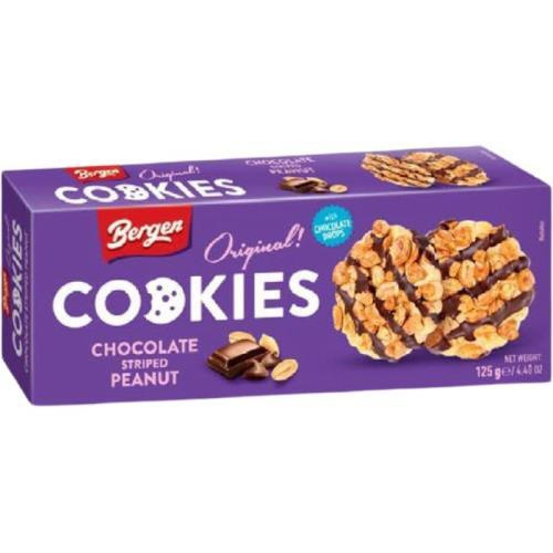 Bergen cookies chocolate striped peanut 125g