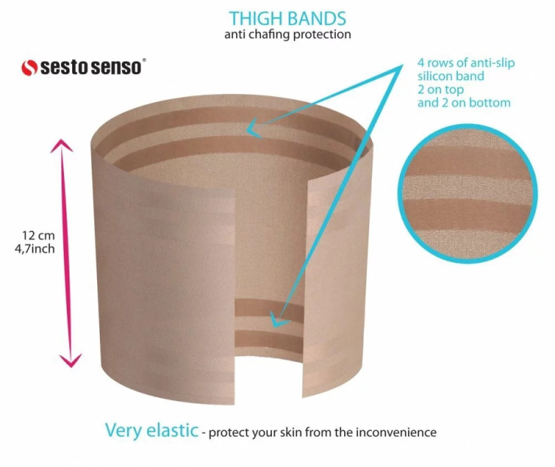 Pásky na stehna Thigh Bands hladké - Sesto Senso černá 60-65 cm