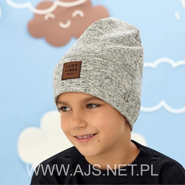 Dětská čepice AJS 50-131 grafitová melanž 52-54 cm