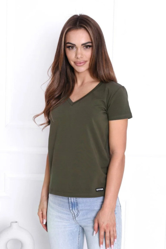 Dámská halenka s krátkým rukávem KHAKI 46