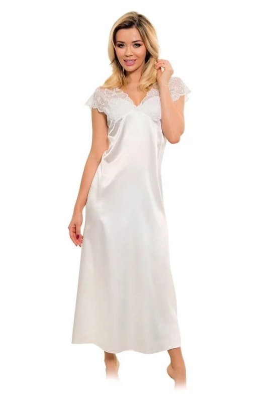 Dámská saténová košilka s krajkou Mactan Ecru - Kalimo ecri(krémová) L