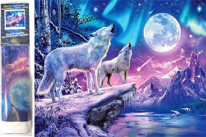 Norimpex Diamantové malování Vlci za úplňku 30 x 40 cm