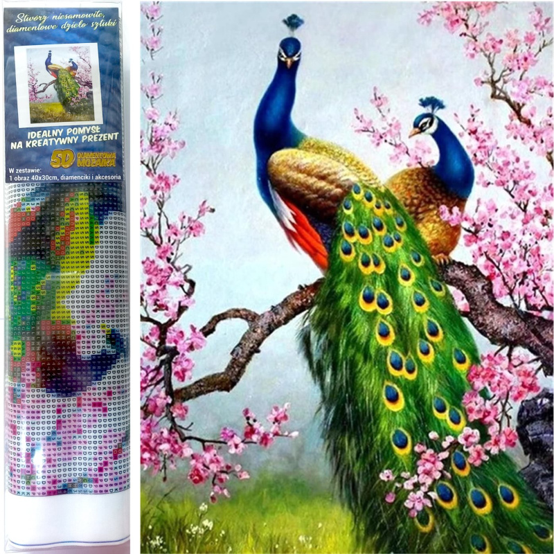 Diamantové malování – pávi 30 × 40 cm