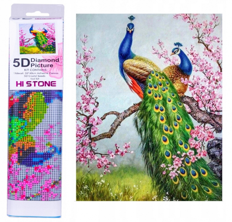 Diamantové malování – pávi 30 × 40 cm