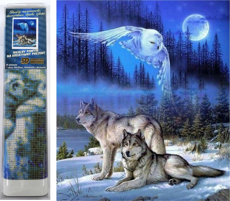 diamantové malování divoký úplněk 30 × 40 cm