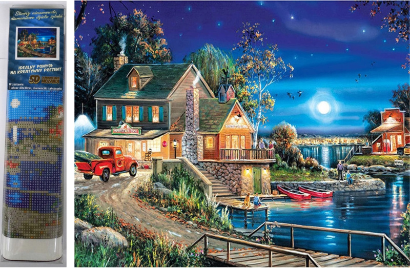 Grafix Diamantový obrázek 30 x 40 cm Dům u jezera