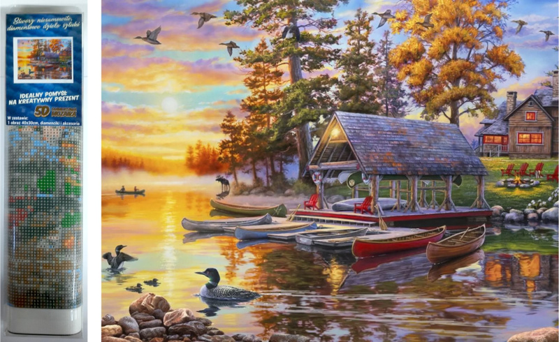Hi Stone Diamantový obrázek Lakehouse 30x40cm