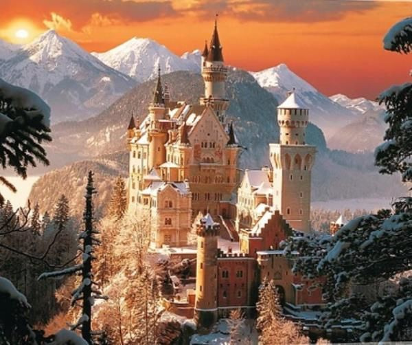 Sada na diamantové malování - Neuschwanstein v zimě