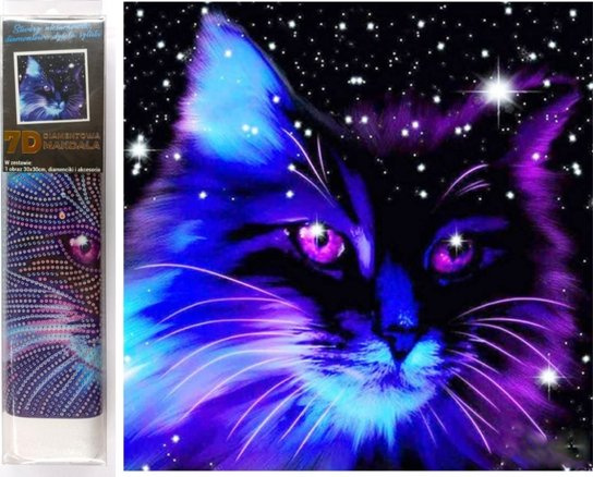 Norimpex Diamantové malování 7D Hvězdné kotě 30 x 30 cm