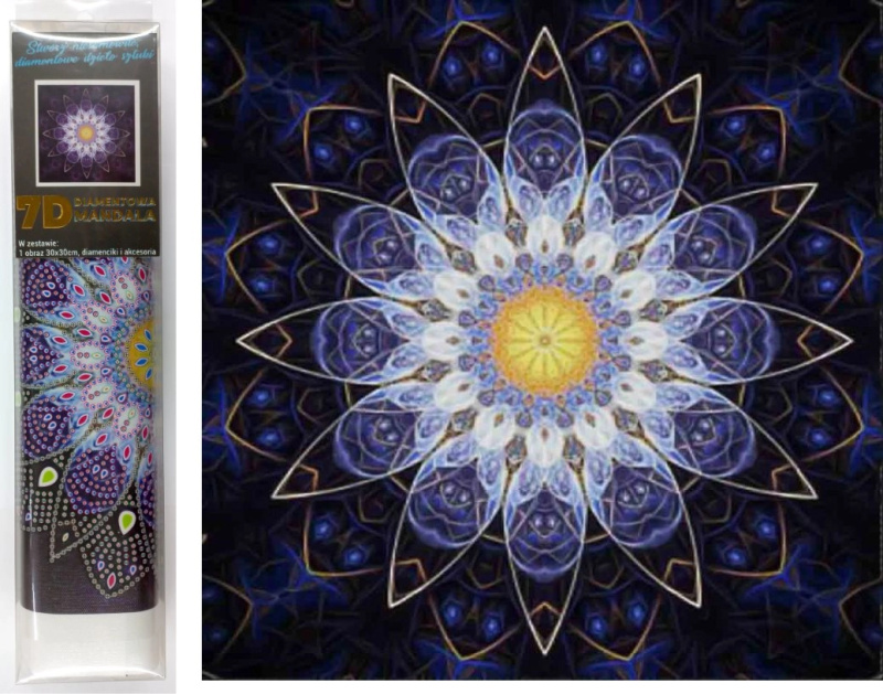 Norimpex Diamantové malování 7D Modrá mandala 30x30cm