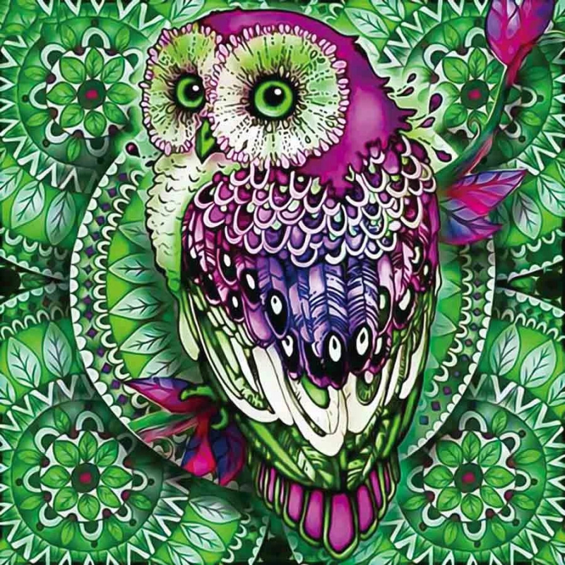 Mandala 7D - Sova na zelené mandale