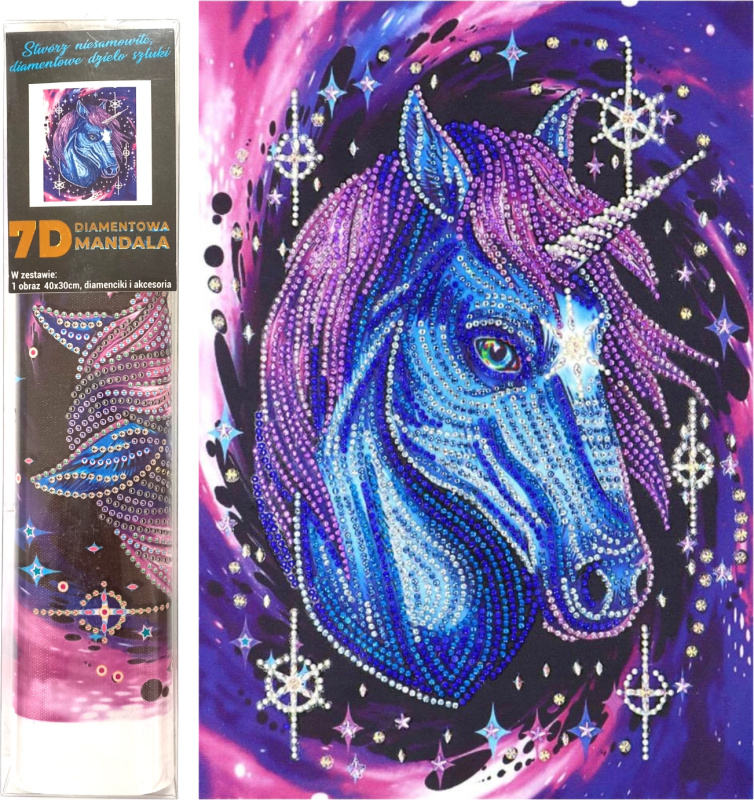 Norimpex Diamantové malování 7D Hvězdný jednorožec 30 x 40 cm