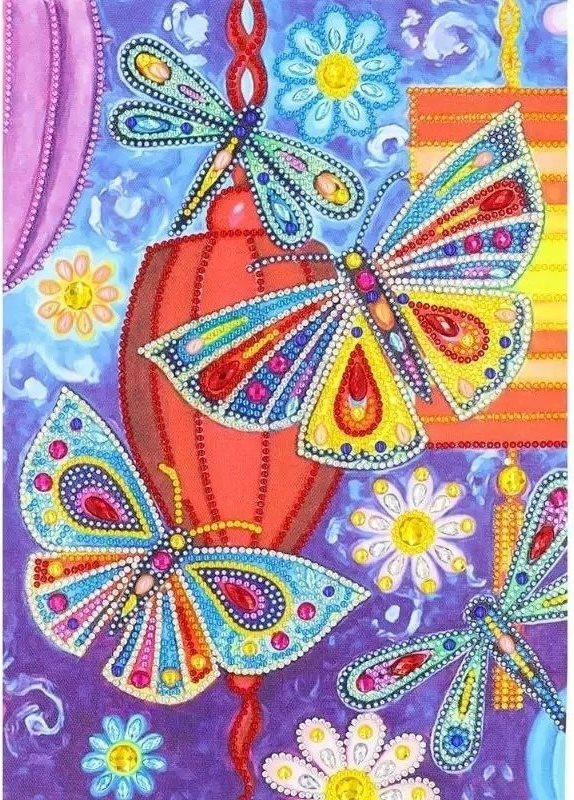 Diamantový obrázek 7D, 30x40cm - Motýlci