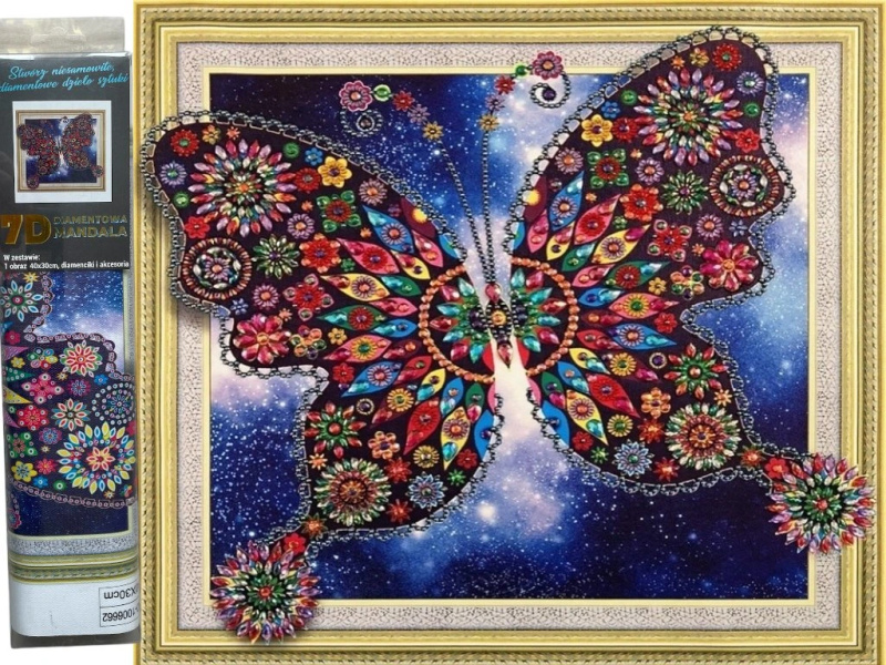 Diamantový obrázek 7D, 30x40cm - Motýl v rámu