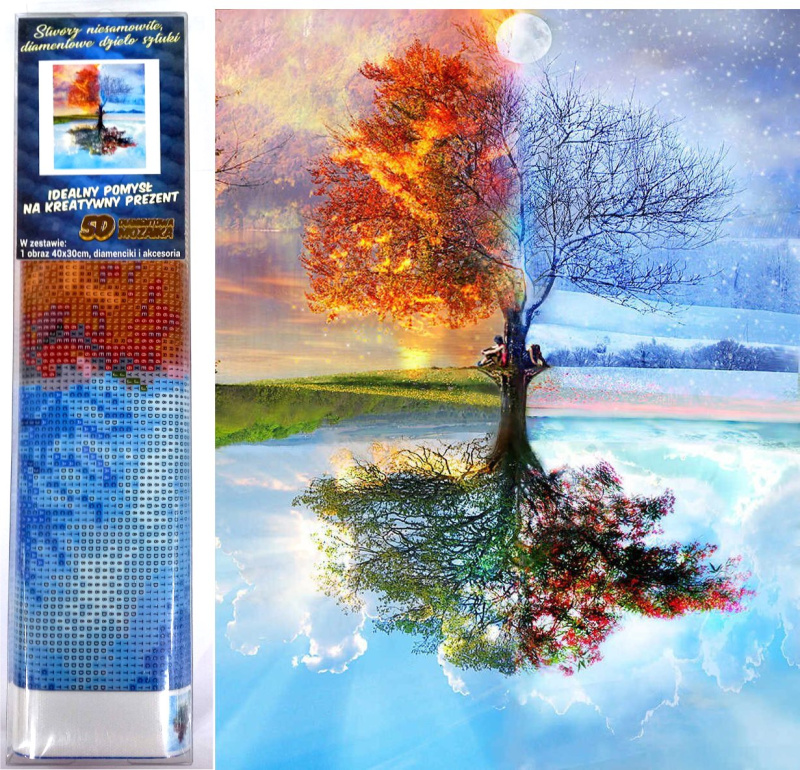Norimpex Diamantové malování Strom čtvero ročních období 30 x 40 cm