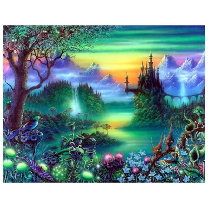 Norimpex Diamantový obrázek malování Tajemný hrad 30 x 40 cm