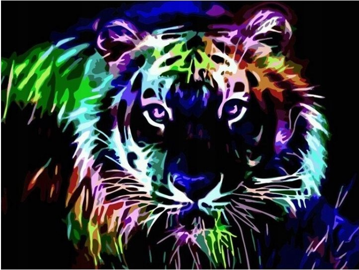 Diamantové malování Neonový tygr 30 × 40 cm