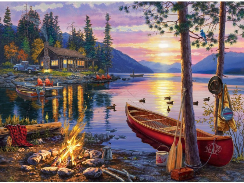 Diamantové malování Relax u jezera 30 × 40 cm