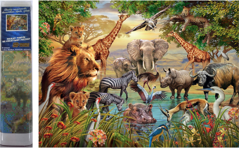 Norimpex Diamantové malování Safari u řeky 30 x 40 cm