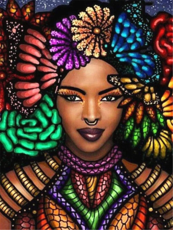 Diamantové malování Africká žena 30 × 40 cm