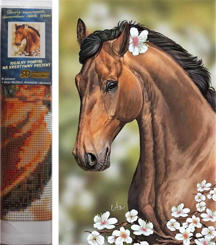 Norimpex Diamantové malování Kůň s květinami 30 x 40 cm