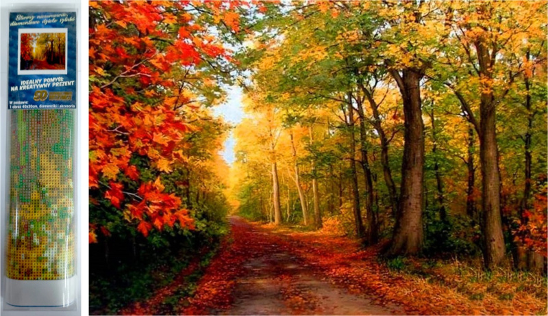 diamantové malování podzim v lese 30 × 40 cm