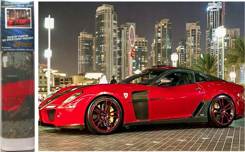 Norimpex Diamantové malování Červené auto 30 x 40 cm