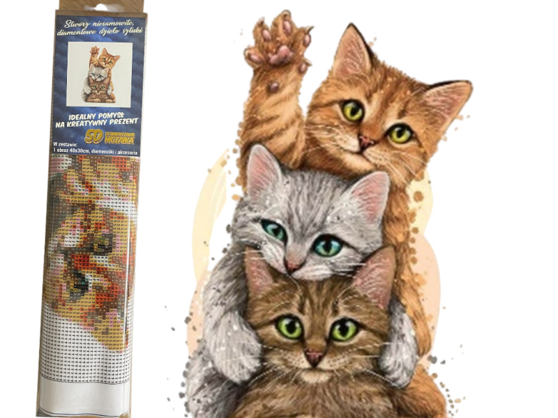 Diamantové malování Kočičí pyramida 30 × 40 cm