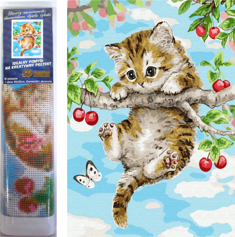 Norimpex Diamantové malování Koťátko na třešni 30x40cm