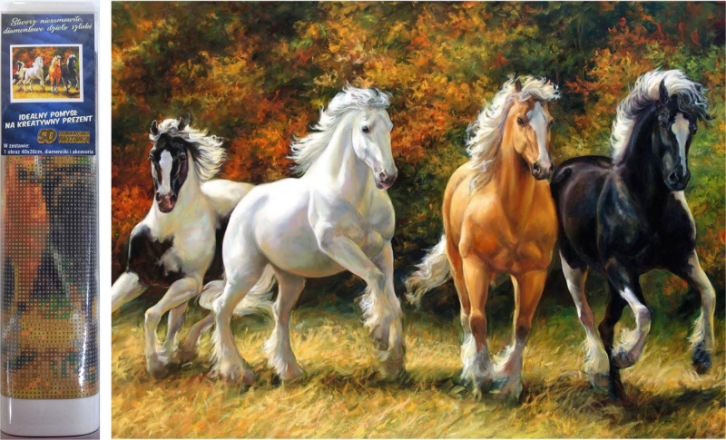 Norimpex Diamantové malování Cválající koně 30 x 40 cm