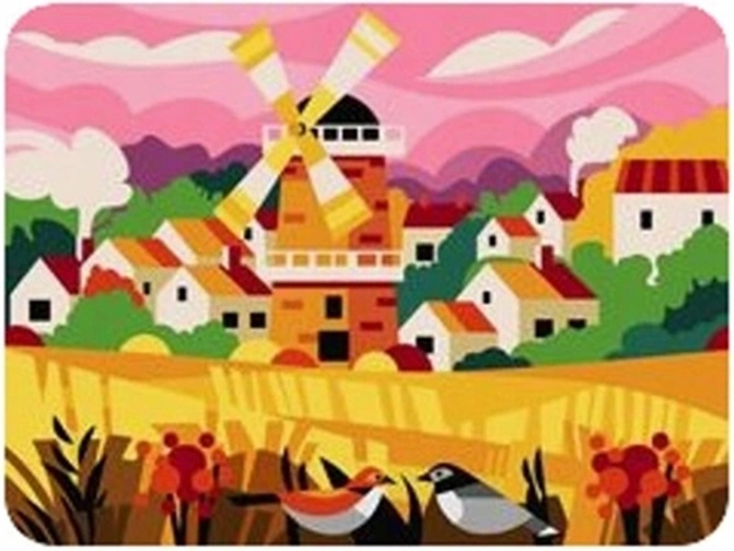 Norimpex Malování podle čísel Vesnice s větrným mlýnem 40 × 50 cm