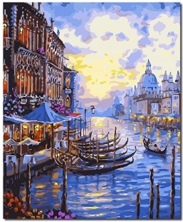 Diamantové malování – gondoly v Benátkách 30 × 40 cm