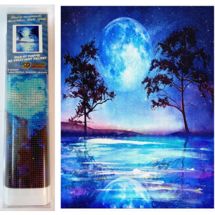 NORIMPEX Diamantové malování Modrý úplněk 30x40cm