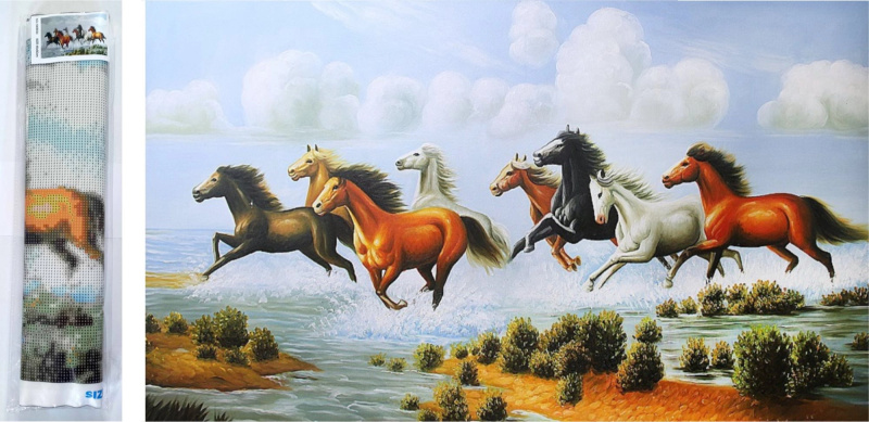 Norimpex Diamantové malování Cválající stádo 80 x 40 cm