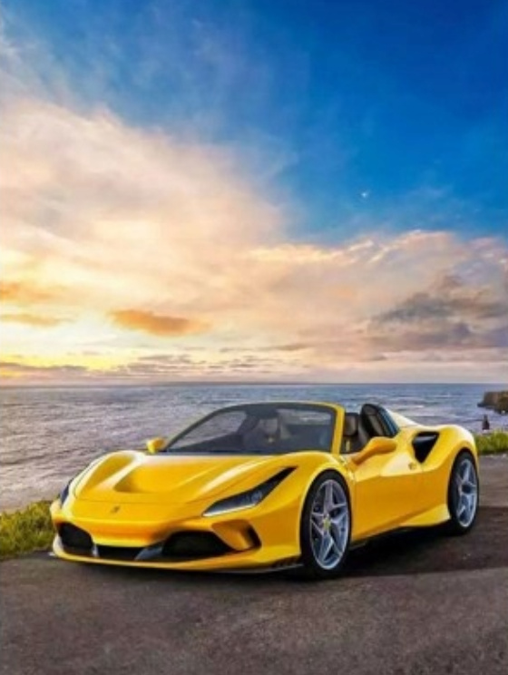 Diamantové malování Žluté Ferrari 30 × 40 cm