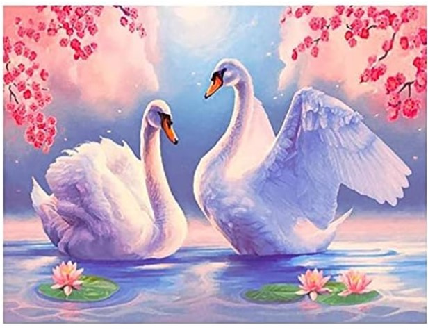 Diamantový obrázek - Labutě 3 0x 40 cm