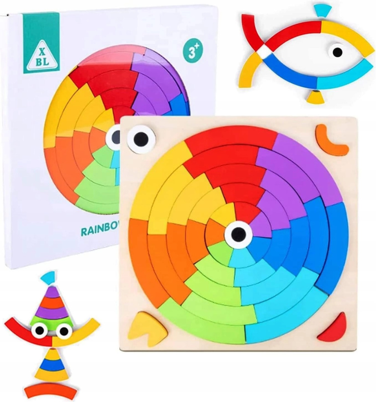 Dřevěné puzzle duhové kolo