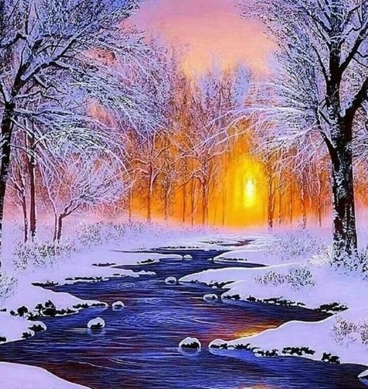 Norimpex Malování podle čísel řeka na pozadí zimního lesa 40 × 50 cm