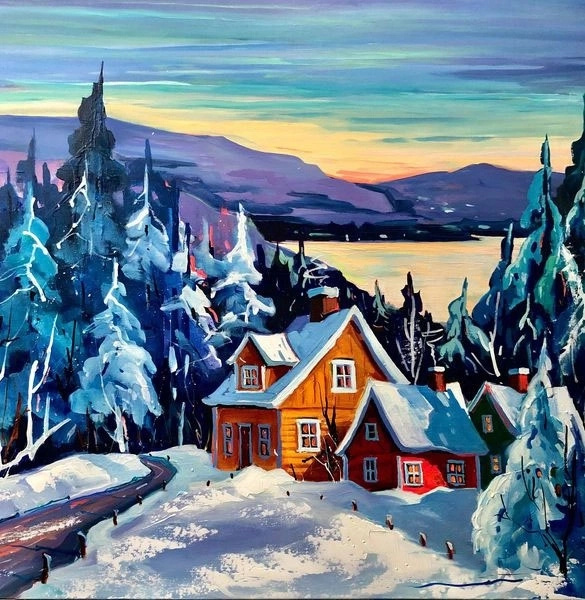 Norimpex Malování podle čísel Chata v zimě 40 × 50 cm