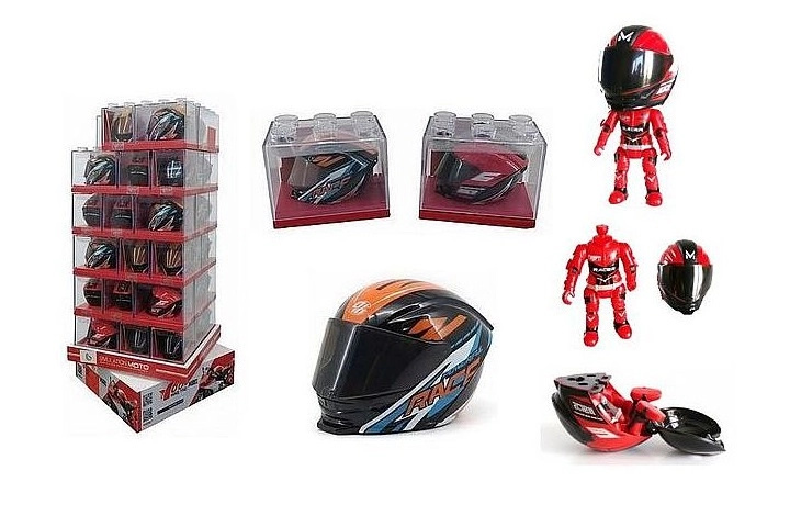 Skládací figurka motorkáře v přilbě