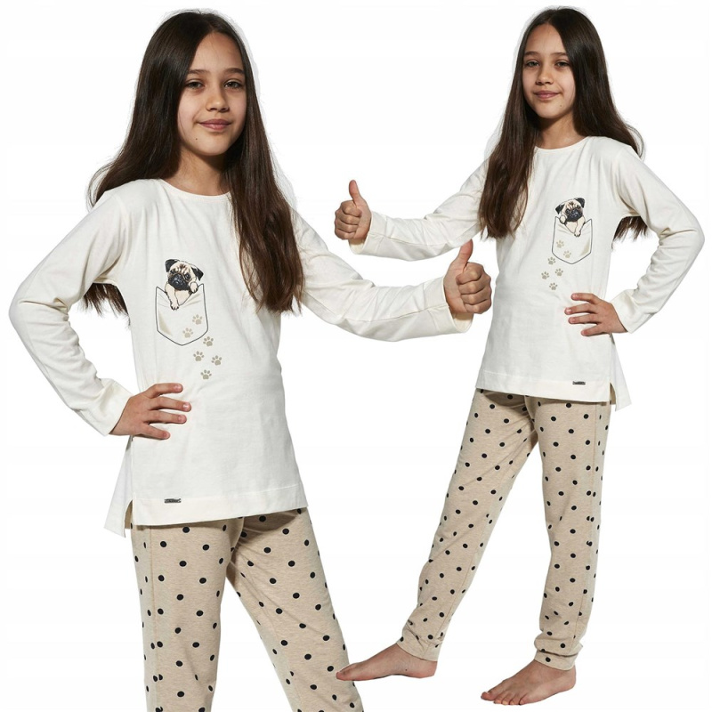 Dívčí pyžamo Cornette "PUG" Kids 382/134 Barva: Smetanová, Velikost: 98-104