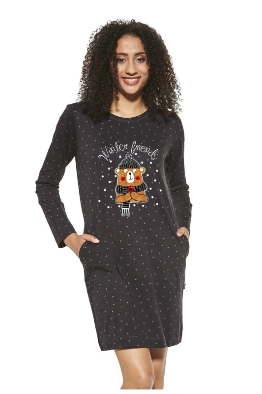 Noční košile Cornette Winter Friends 452/297 Barva: Černá, Velikost: S