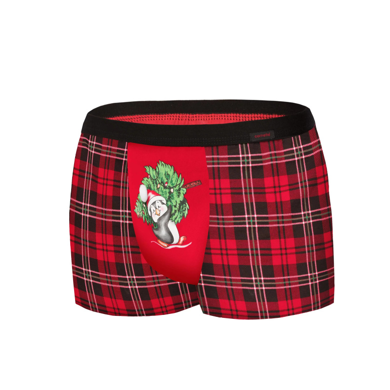 Pánské boxerky Penguin 007/66  Červeno-černá - Cornette červená - černá M